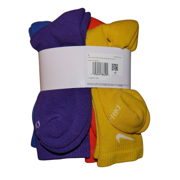 Nike Everyday Plus Cushioned Crew Training Socks L 6-PACK Multi Color SX6897-903 - Picture 10 of 11